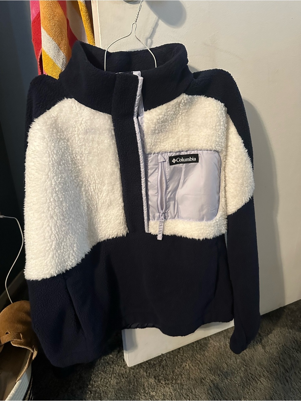 Columbia fuzzy half button jacket